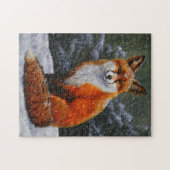 Cute Red Fox in Winter Snow Legpuzzel (Horizontaal)