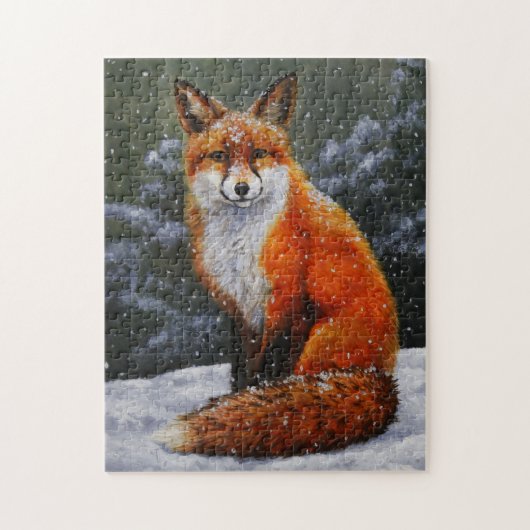 Cute Red Fox in Winter Snow Legpuzzel (Verticaal)