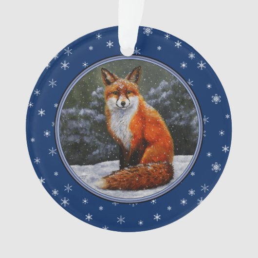 Cute Red Fox in Winter Snow Ornament (voorkant)
