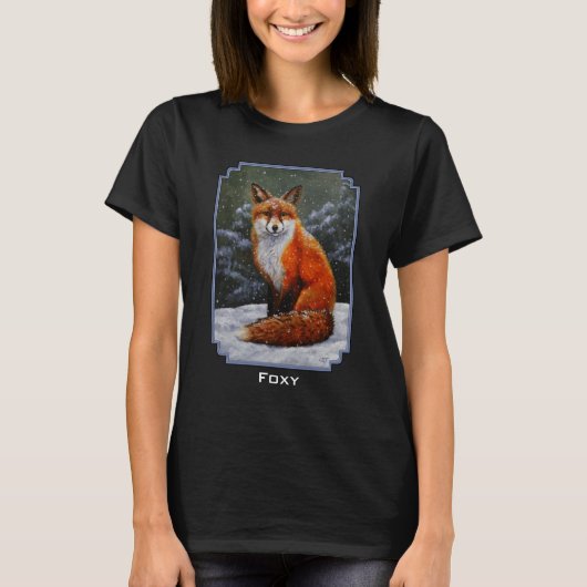Cute Red Fox in Winter Snow T-shirt (Voorkant)