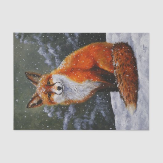 Cute Red Fox in Winter Snow Tissuepapier (Voorkant)