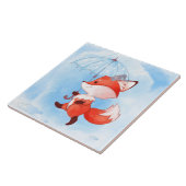 Cute Red Fox met Umbrella Tegeltje (Zijkant)