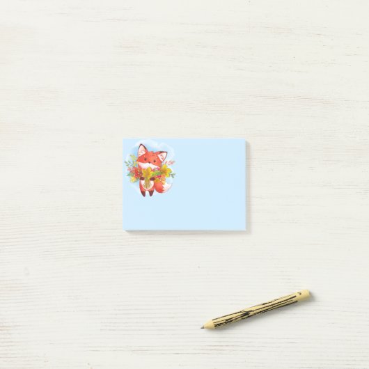 Cute Red Fox met valkleppen Post-it® Notes (Op bureau)