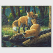 Cute Red Fox Pups afspelen Cadeaupapier (Vlak)