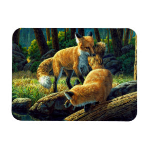 Cute Red Fox Pups afspelen Magneet