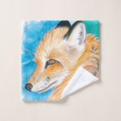 Cute red Fox Waterverf Art Bad Handdoek (Wasdoekje)