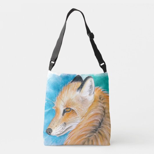 Cute red Fox Waterverf Art Crossbody Tas (Achterkant)