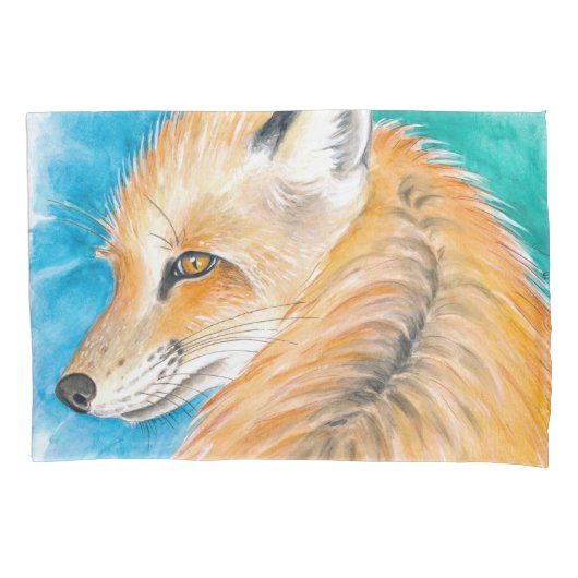 Cute red Fox Waterverf Art Kussensloop (Voorkant)