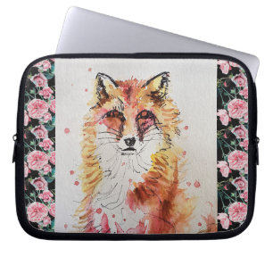 Cute Red Fox Waterverf Girls Ladie Laptop Sleeve
