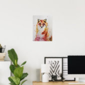Cute Red Fox Waterverf Painting Poster (Thuiskantoor)