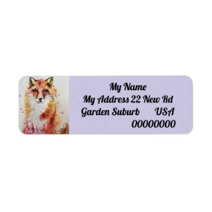 Cute Red Fox Waterverf Return Address Labels