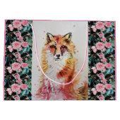 Cute Red Fox Waterverf Schilder Art Gift Bag Groot Cadeauzakje (Achterkant)