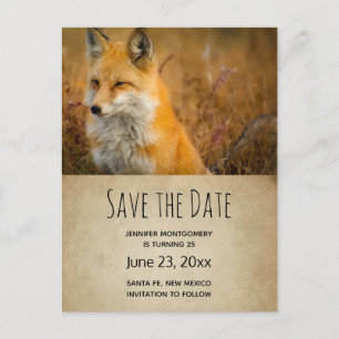 Cute Red Fox Wilderness Natuur Photo Save the Date Uitnodiging Briefkaart
