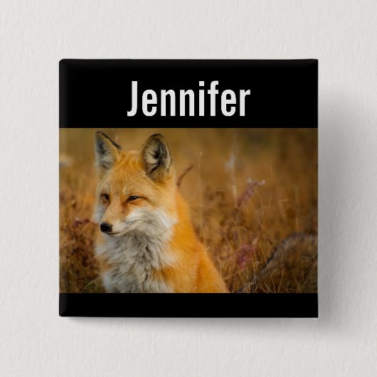 Cute Red Fox Wilderness Natuur Vierkante Button 5,1 Cm (Voorkant)