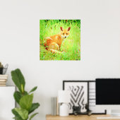 Cute Red Fox Wildlife Waterverf Schilderkunst Poster (Thuiskantoor)