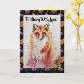 Cute Red Fox Womans Name Love Waterverf Kaart (Gele Bloem)