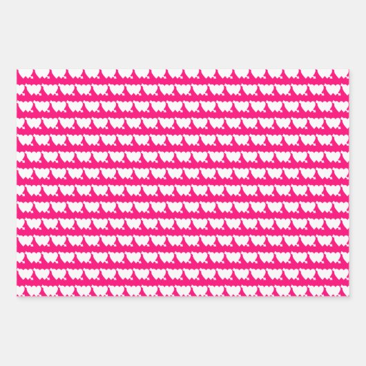 Cute red fuchsia roze pijl met dubbel hart inpakpapier vel (Voorkant 2)