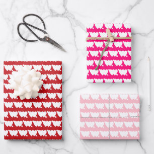 Cute red fuchsia roze pijl met dubbel hart inpakpapier vel