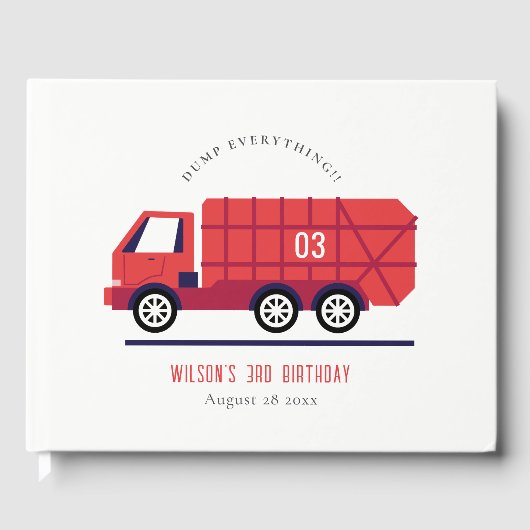 Cute Red Garbage Truck Kinder elke zondag Gastenboek (Voorkant)