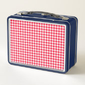 Cute Red Gingham Pattern Blue Metal Lunch Blox (Achterkant)