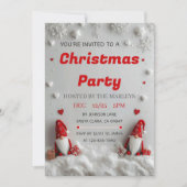 Cute Red Gnome Christmas Party Invitation (Devant)