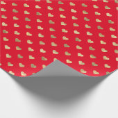 Cute Red Gold Hearts Pattern Wrapping Paper Cadeaupapier (Hoek)