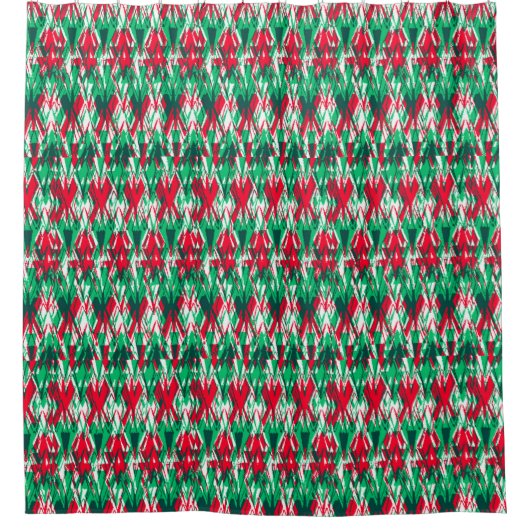 Cute red green abstract aztec patroon douchegordijn (Voorkant)