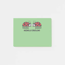 Cute Red Green Black Curious Ladybug en Spots Post-it® Notes