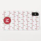 Cute Red & Green Kerstlampmonogram Case-Mate iPhone Case (Achterkant (horizontaal))