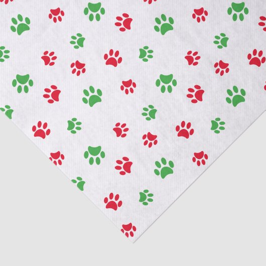 Cute Red Green Paw Printert Pattern Thema Tissuepapier (Detail)