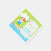 Cute Red Hair Boy Baking Birthday Party Servet (Hoek)