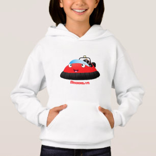 Cute red happy hovercraft cartoon