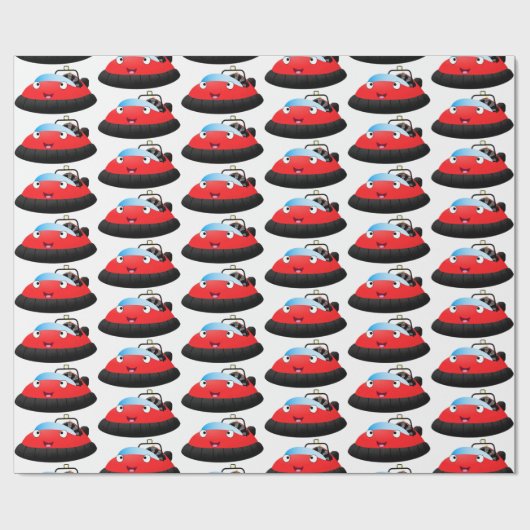 Cute red happy hovercraft cartoon cadeaupapier (Vlak)