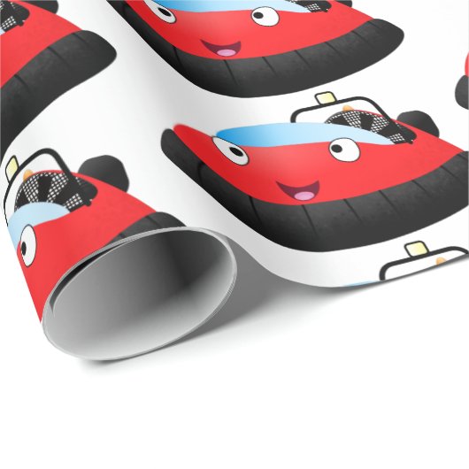 Cute red happy hovercraft cartoon cadeaupapier (Rol Hoek)