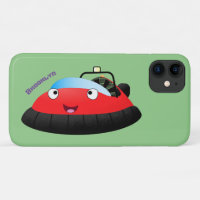 Cute red happy hovercraft cartoon