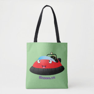 Cute red happy hovercraft cartoon draagtas