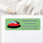 Cute red happy hovercraft cartoon etiket (Insitu)