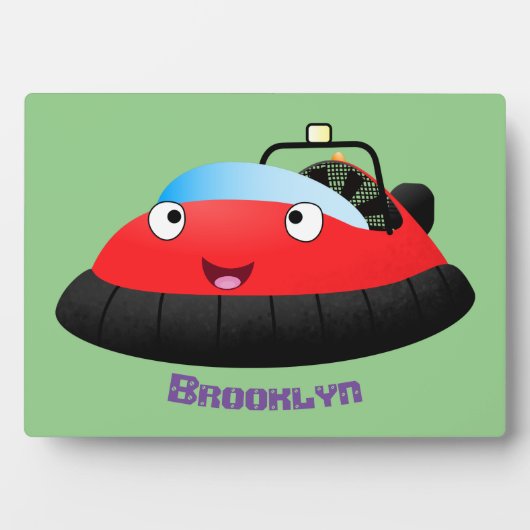 Cute red happy hovercraft cartoon fotoplaat (voorkant)