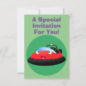 Cute red happy hovercraft cartoon kaart (Achterkant)