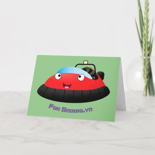 Cute red happy hovercraft cartoon kaart (Voorkant)