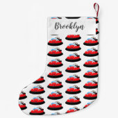 Cute red happy hovercraft cartoon kleine kerstsok (Achterkant)
