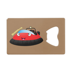 Cute red happy hovercraft cartoon kredietkaart flessenopener