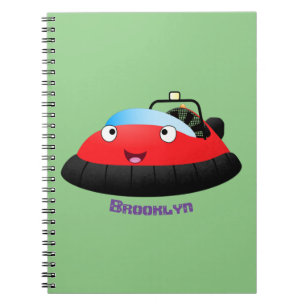 Cute red happy hovercraft cartoon notitieboek