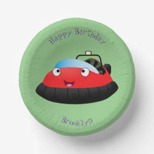 Cute red happy hovercraft cartoon papieren kommen