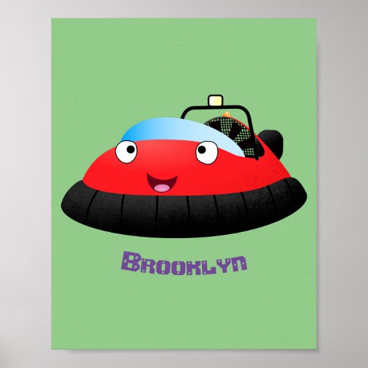 Cute red happy hovercraft cartoon poster (Voorkant)
