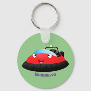 Cute red happy hovercraft cartoon sleutelhanger