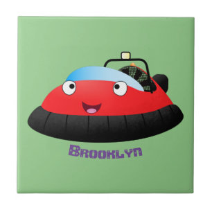 Cute red happy hovercraft cartoon tegeltje