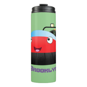 Cute red happy hovercraft cartoon thermosbeker