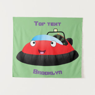 Cute red happy hovercraft cartoon wandkleed