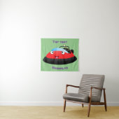 Cute red happy hovercraft cartoon wandkleed (In Situ (horizontaal))